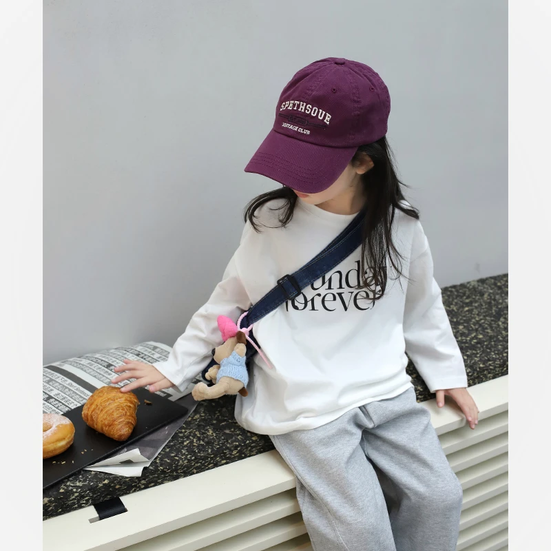 SKF2372女童韩版洋气字母长袖T恤秋装新款中大童圆领百搭上衣潮