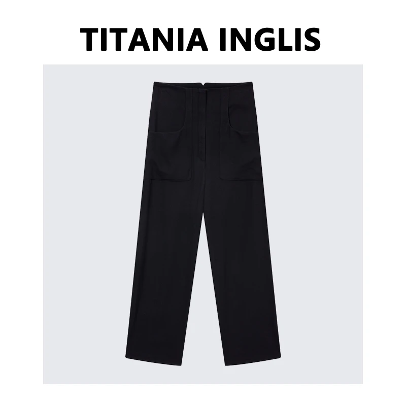 TITANIA INGLIS 宽松高腰休闲裤女夏季休闲阔腿裤子 D23-5046