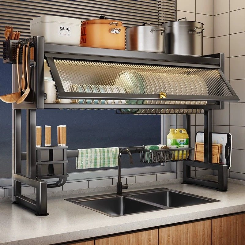 厨房水槽置物架洗碗槽水池防尘碗柜台面收纳餐具多功能储物沥水架