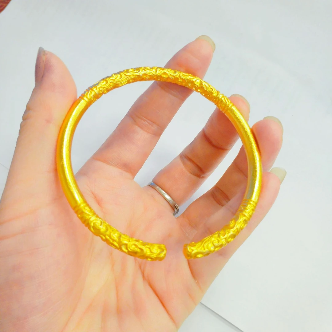 铜合金手镯 【卷草纹开口手镯】金箍棒加粗加重精工款