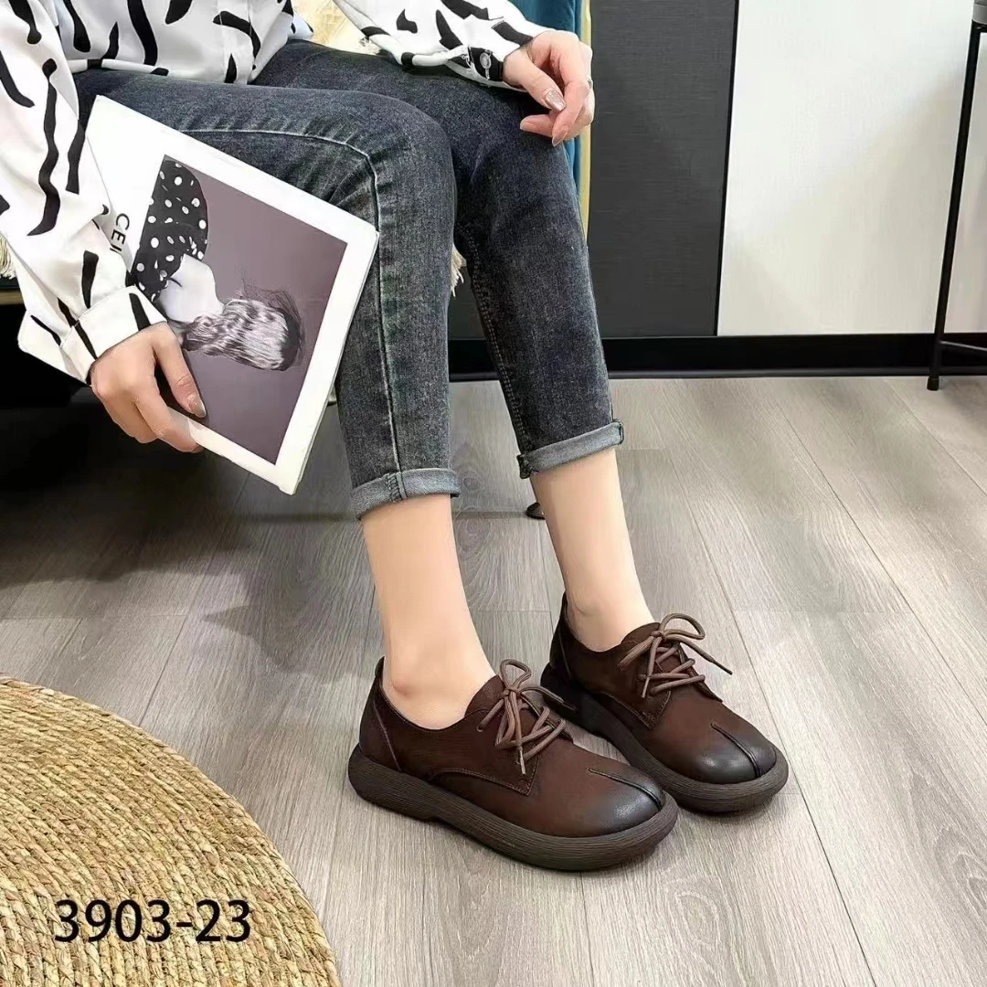 春款彩色爆款真皮软底软面牛筋底单鞋