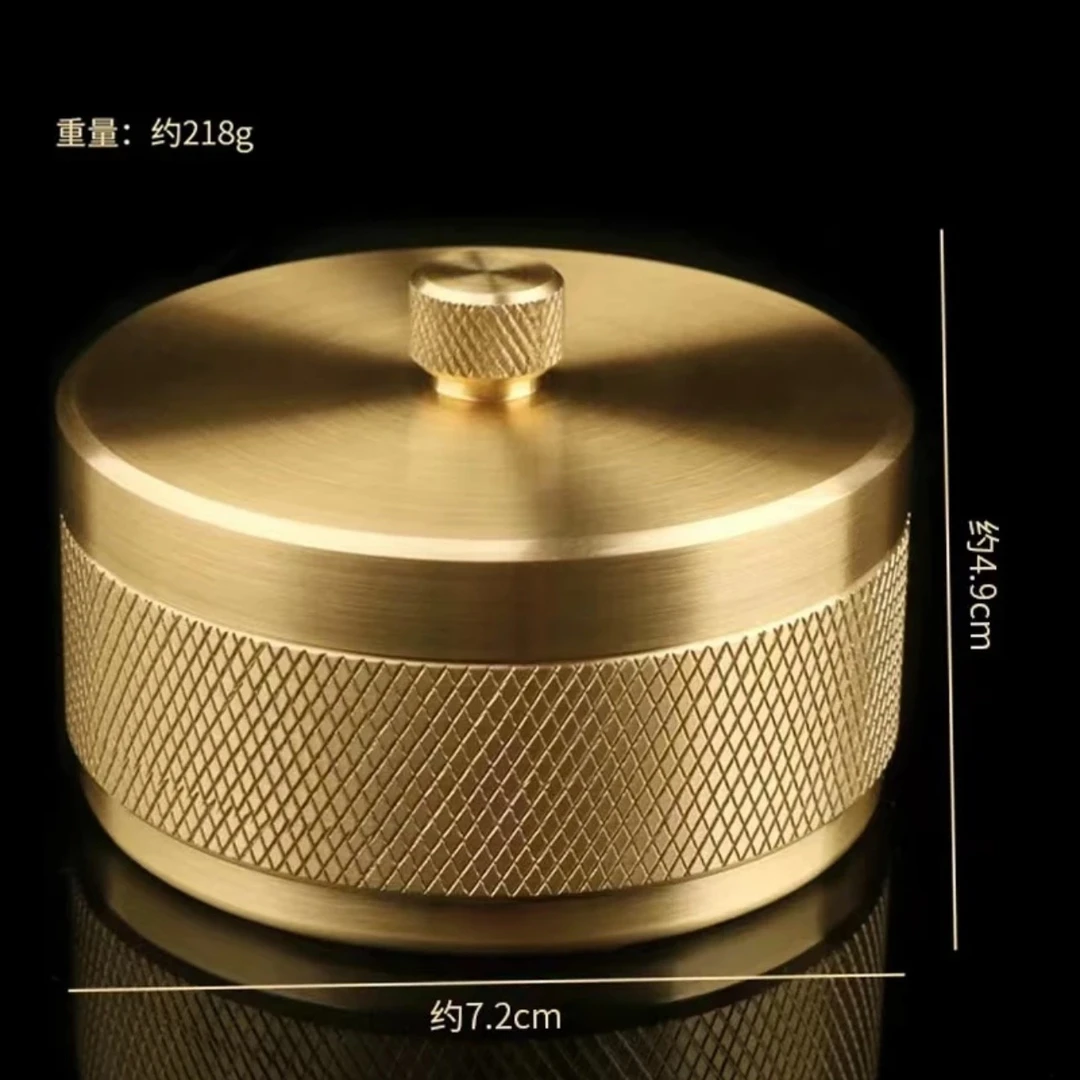 纯黄铜烟灰缸大中小烟槽带盖防灰飞家用客厅酒店茶几车载办公室
