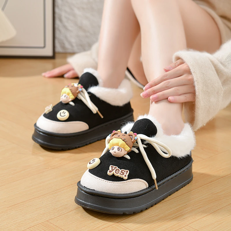 厚底棉鞋女冬可爱外穿网红棉拖鞋增高居家室内防滑加绒保暖毛毛鞋