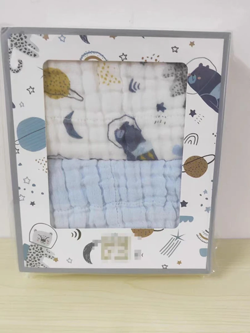 纯棉6层纱布婴儿宝宝儿童毛巾 透气柔软吸水超柔品牌-两条装毛巾