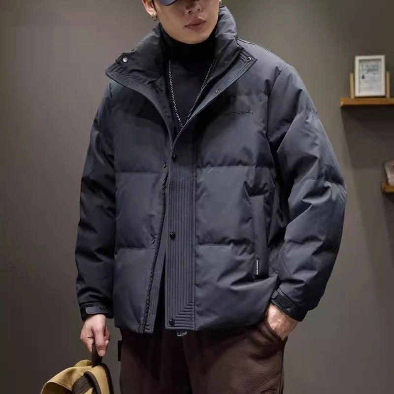 美式潮牌立领羽绒服男士冬季2024新款防寒保暖面包服宽松休闲外套