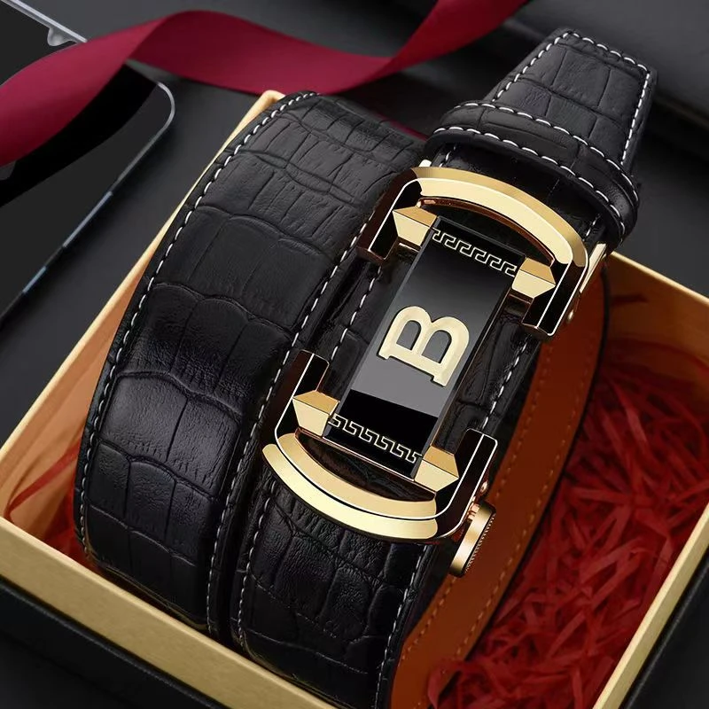 开裂包换男士真皮皮带轻奢高档商务真牛皮腰带年轻人版鳄鱼纹皮带