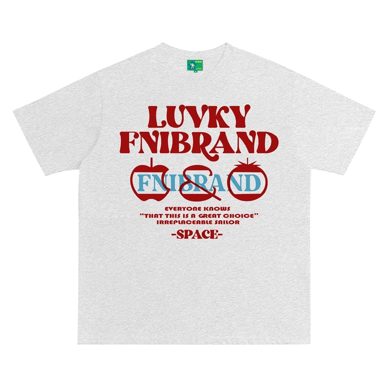 FNI国潮重磅纯棉（Luyky基础款）男女同款t恤美式复古短袖上衣新款