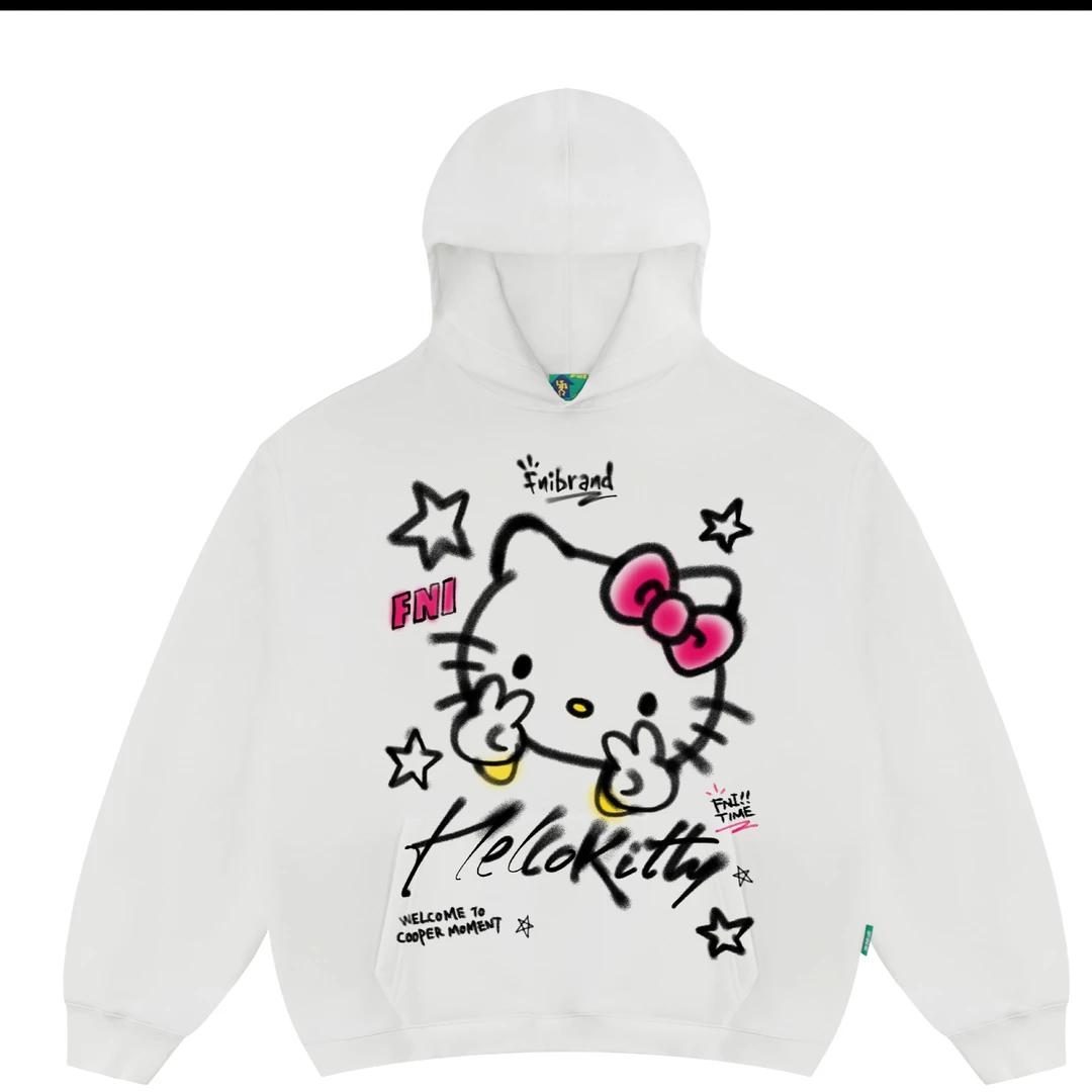 FNI主理人（hellokitty）男女同款美式加绒连帽卫衣国潮款11657