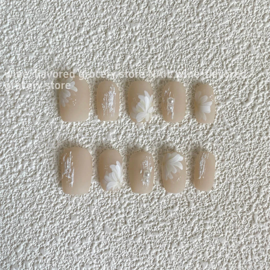 仙女风 花花纯手工穿戴甲气质夏季