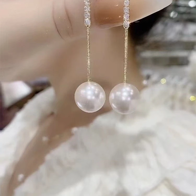 铜合金耳饰 气质轻奢时尚百搭耳环简约长款新中式仿珍珠耳坠N0313