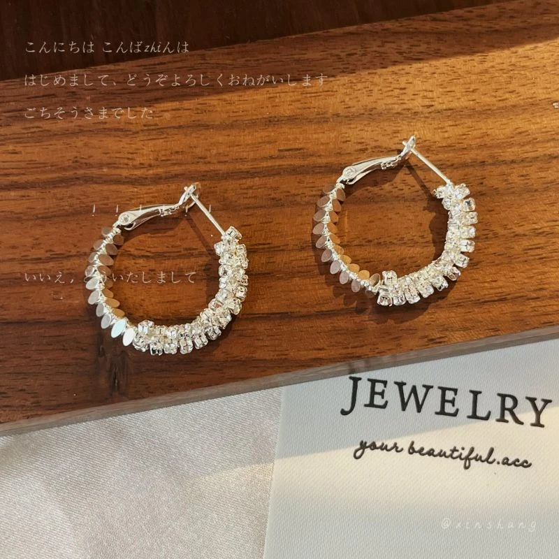 铜合金锆石耳饰  【破碎月光】S925银针圈圈耳环高级感耳圈简约百搭