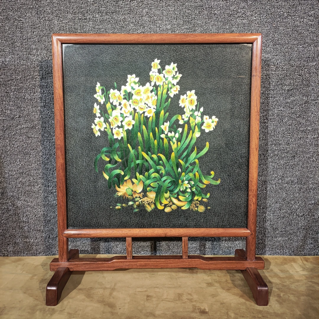 40x40内芯精工双面苏绣台屏玄关摆台《茂盛》