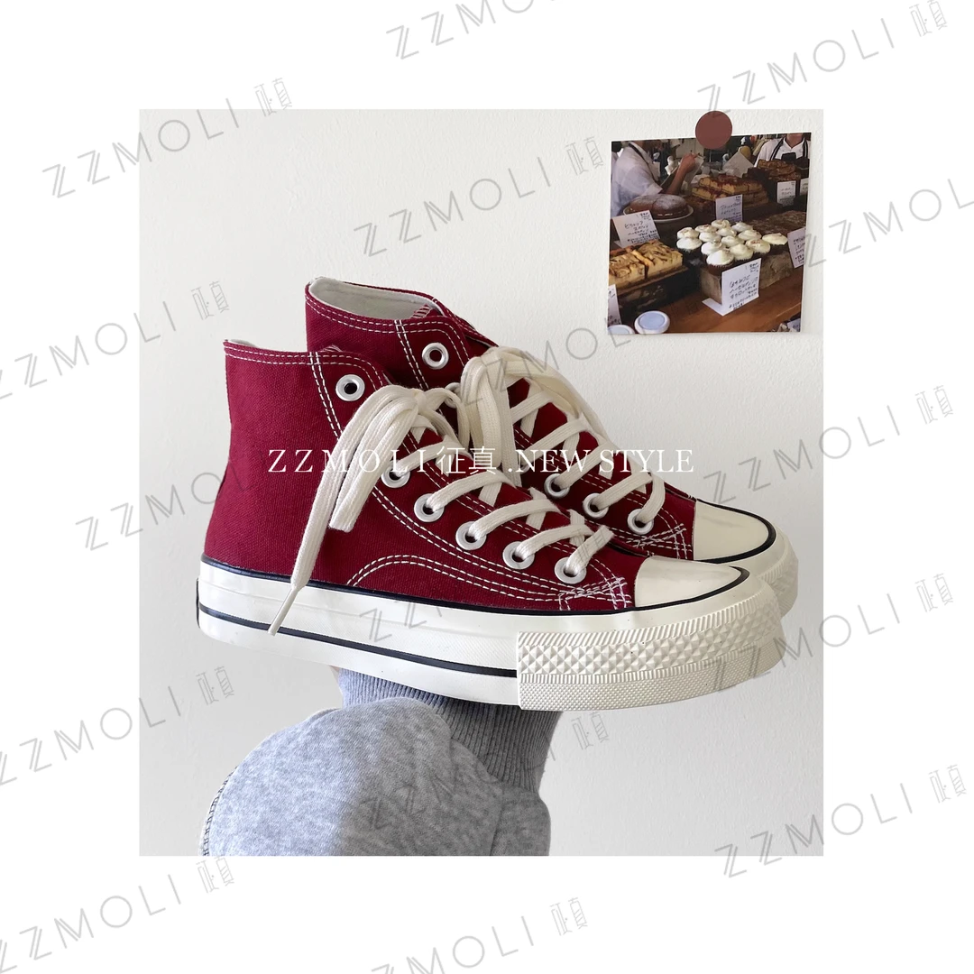 百搭经典高帮帆布鞋女士潮流ins休闲厚底鞋子ZBXC807