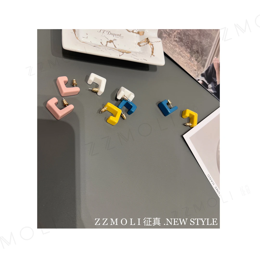 非金属亚克力耳饰 甜美清新几何耳钉ZBP7219