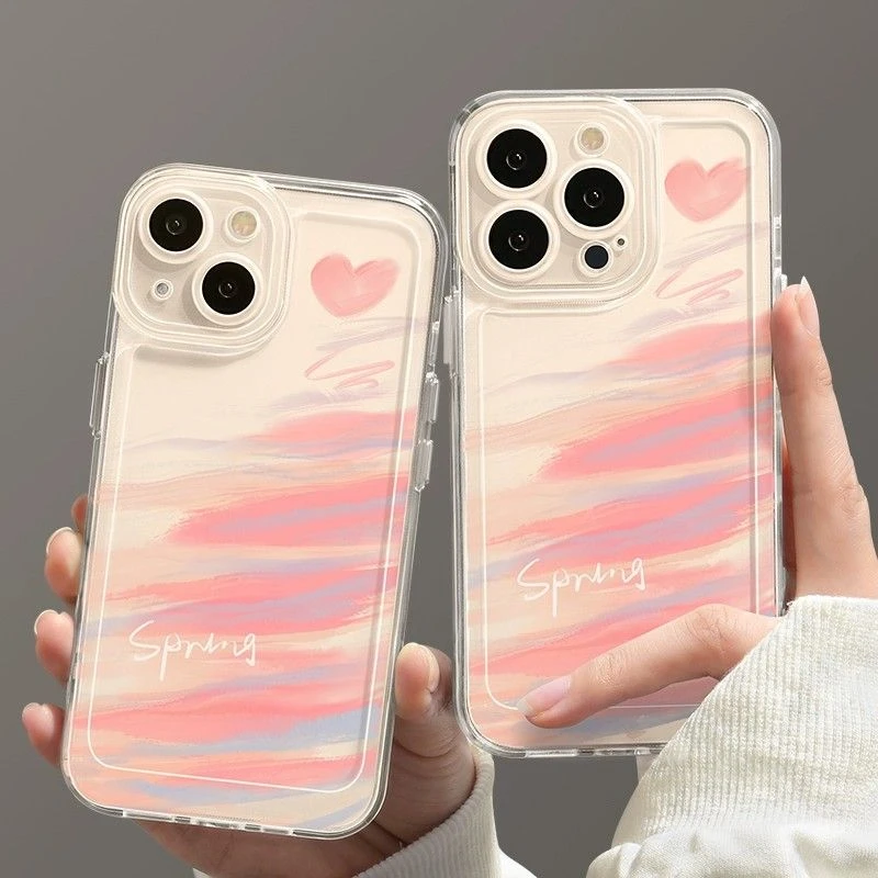 渲染彩色苹果15ProMax手机壳iPhone14新款13硅胶12简约11软壳X女8