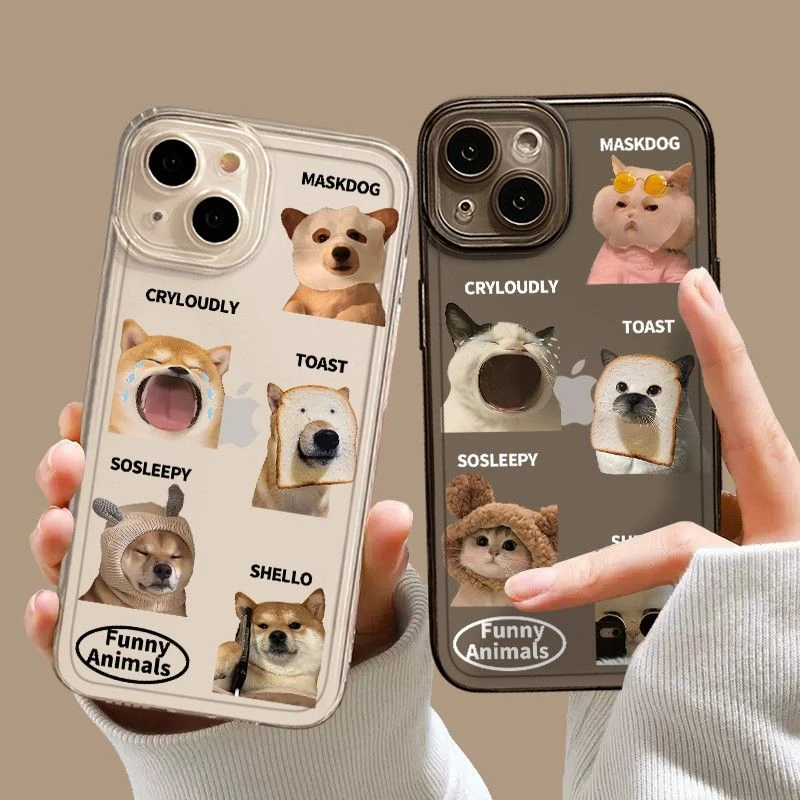 可爱猫狗苹果iPhone15ProMax手机壳14情侣13透明12防摔X软壳11女8