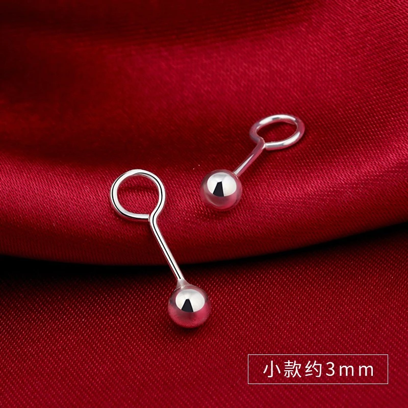 ym老凤凰款S999纯银手工弯钩耳钉女圆球耳环气520气质耳饰迷你