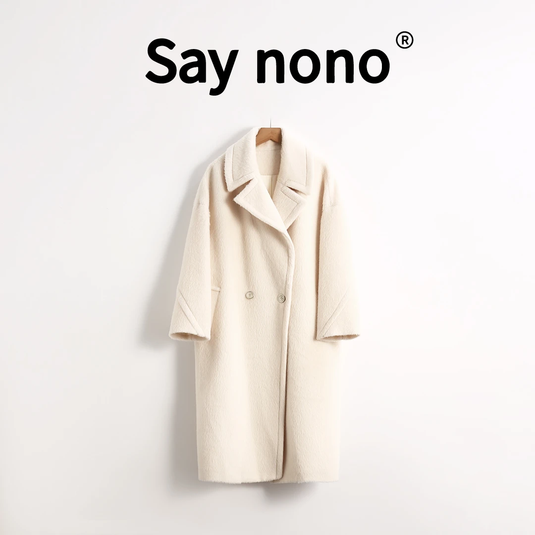 懒猫nono│Saynono 中长款时髦御姐气质年轻双面呢大衣 /SY58163