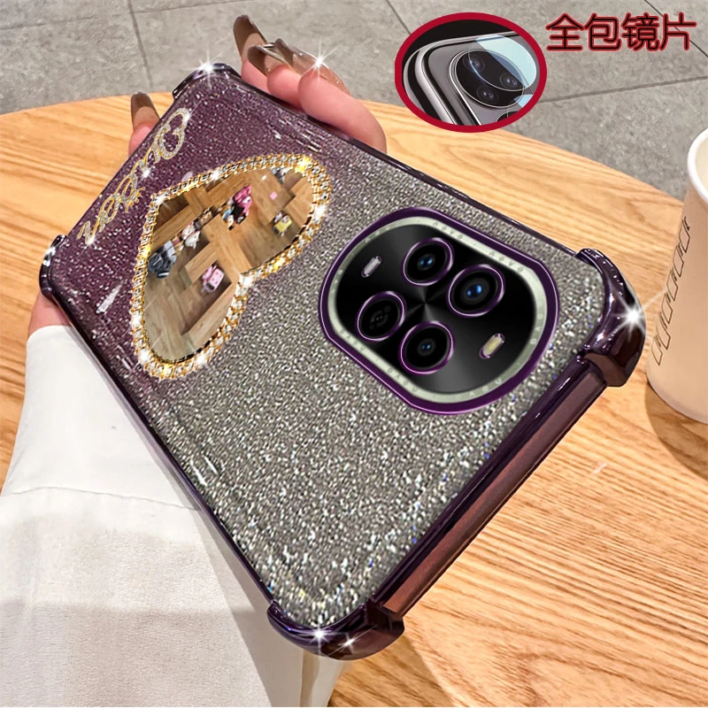 华为nova13pro手机壳MIS-AL00气囊爱心化妆镜子防摔保护套女款新