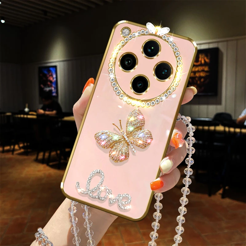 oppofindx8手机壳镶钻蝴蝶彩色防摔女款保护套奢华时尚新网红个性