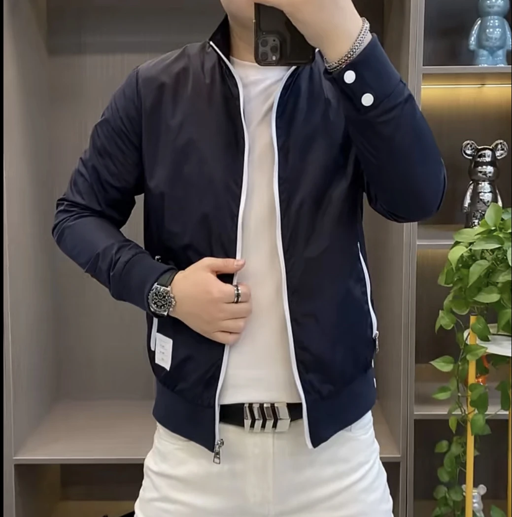 男士秋季时尚立领夹克外套修身款百搭外套6886