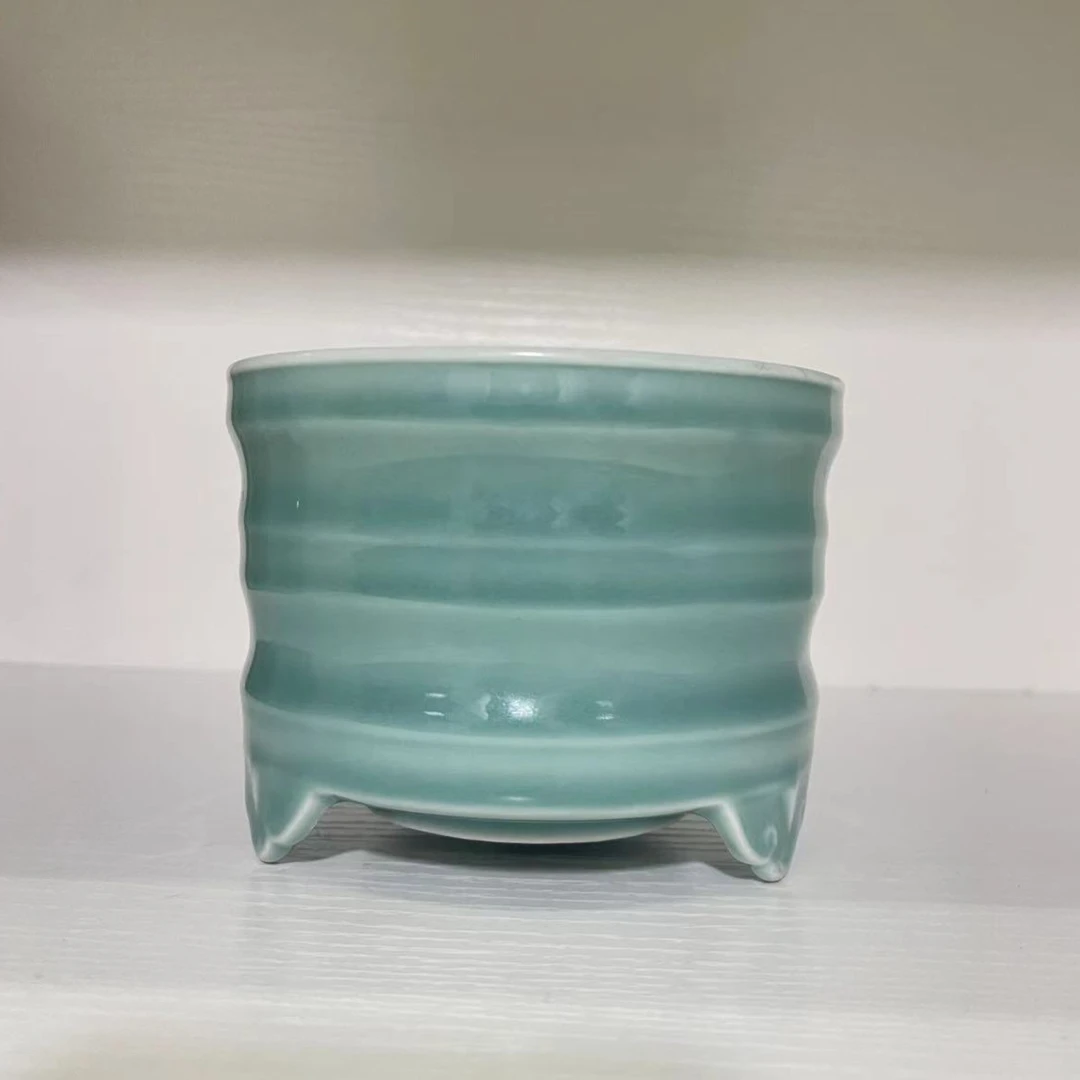 【香具】龙泉粉青三极大香炉家用室内摆件