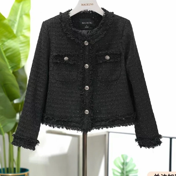 麦寻女装WASYQ013秋冬新款亮片小香风短款外套小个子高级感上衣