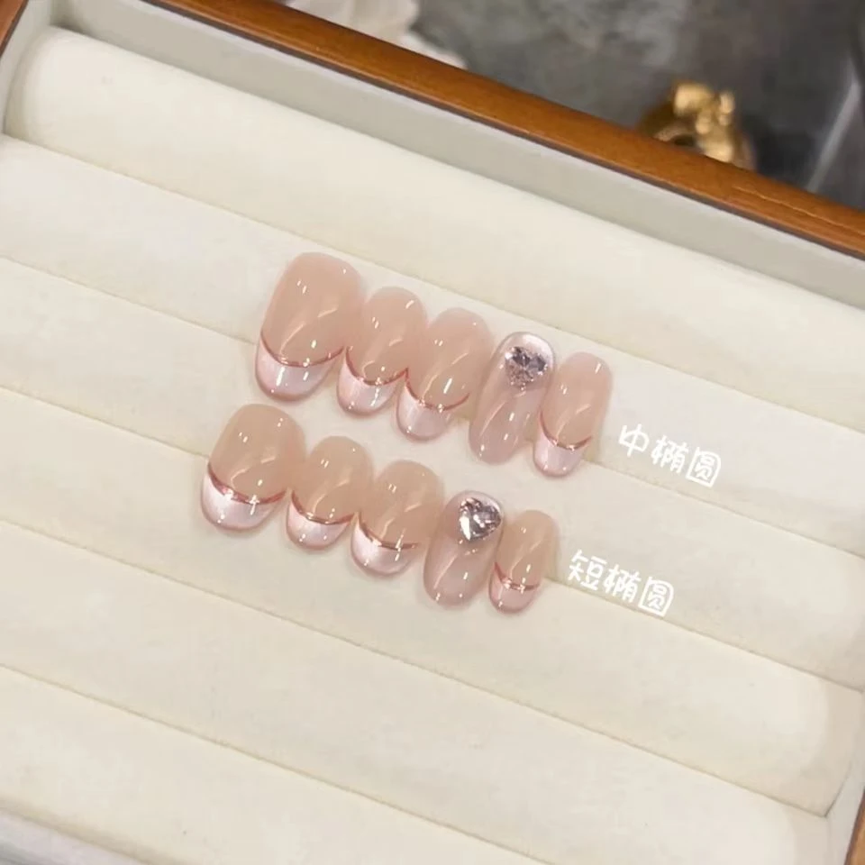 【粉琉璃】纯手工美甲穿戴甲猫眼美甲贴片显白气质显