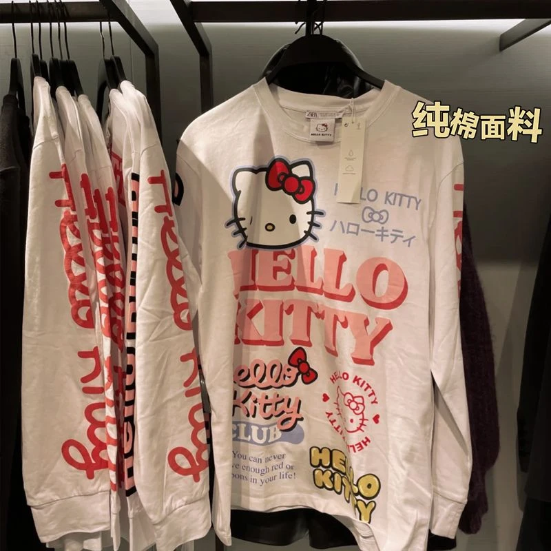 秋季美式字母纯棉情侣带螺口长袖T恤男宽松潮牌小众设计感长袖女