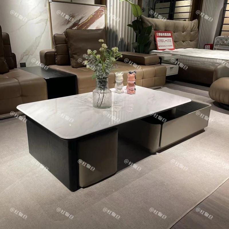 【雅士白大理石茶几】茶几意式极简家用客厅现代高级感大平层茶几