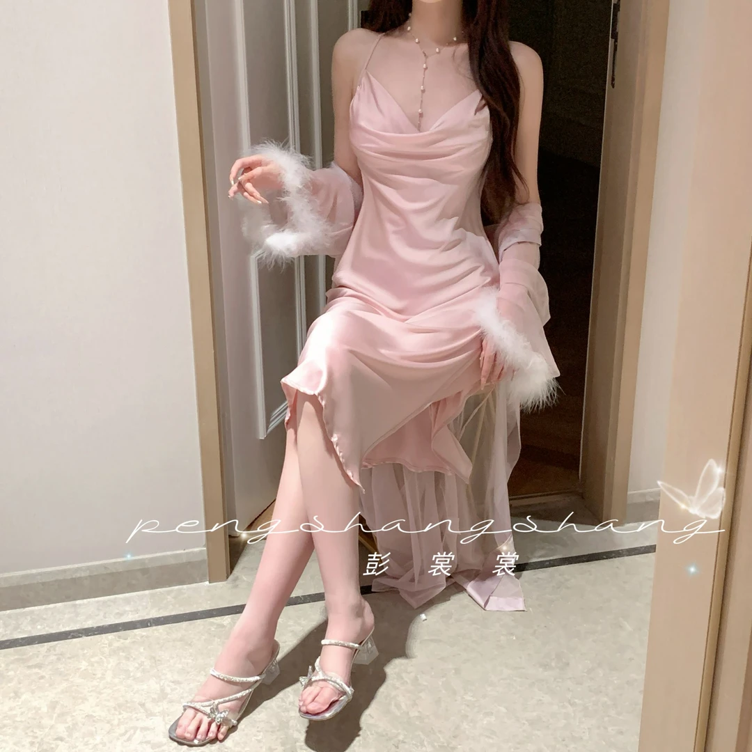 彭裳裳【清风雅韵】蕾丝气质轻奢美背性感薄款露背纯欲风蕾丝睡衣