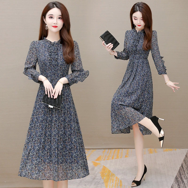 【现货】DY027连衣裙女轻奢百搭碎花气质时尚复古显瘦裙子