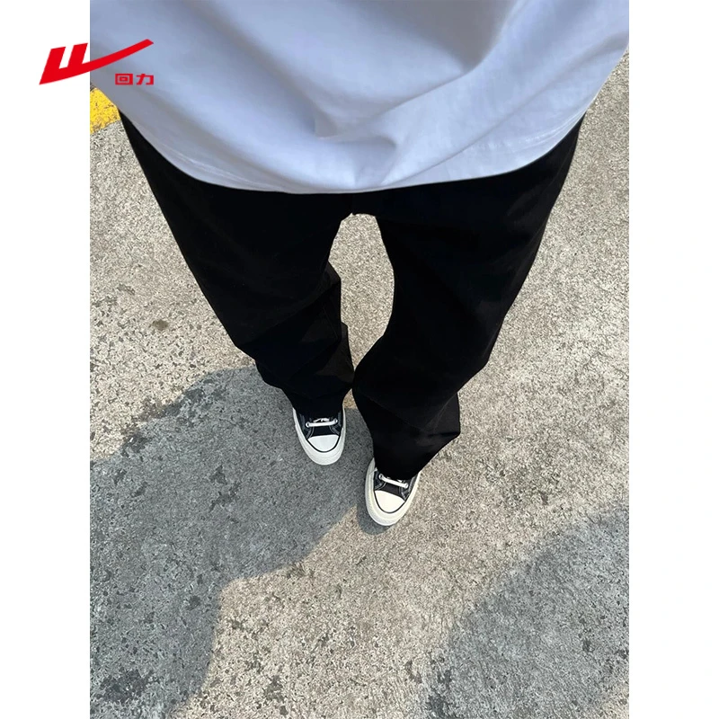 回力美拉德牛仔裤男春夏季直筒宽松美式复古工装阔腿伐木裤男士潮