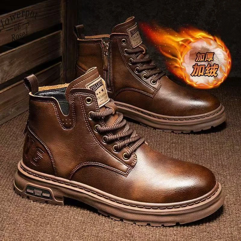 2024新款男士棉鞋冬季加厚保暖爸爸加绒棉皮鞋防寒防滑雪地男鞋