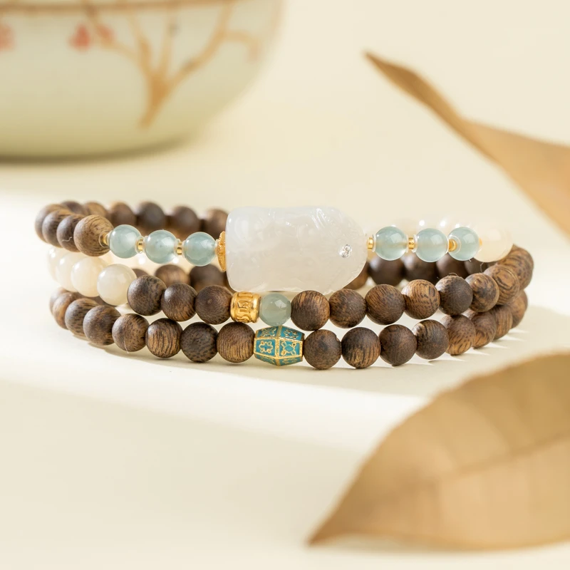 XIANYUAN/仙源莺歌绿奇楠沉香九分结香5mm蒙面扎基多圈手串