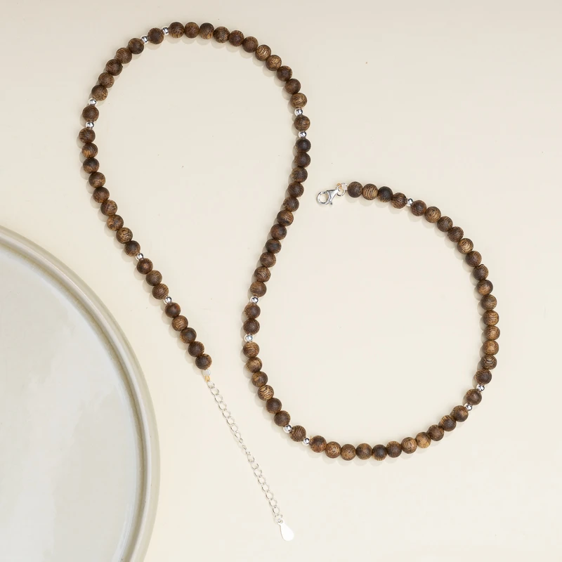 XIANYUAN/仙源【白领】莺歌绿奇楠沉香5mm银珠锁骨链原