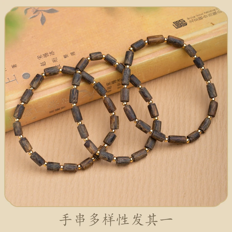 【18K】莺歌绿奇楠沉水沉香随形树心油单圈手串（多样性发其一）