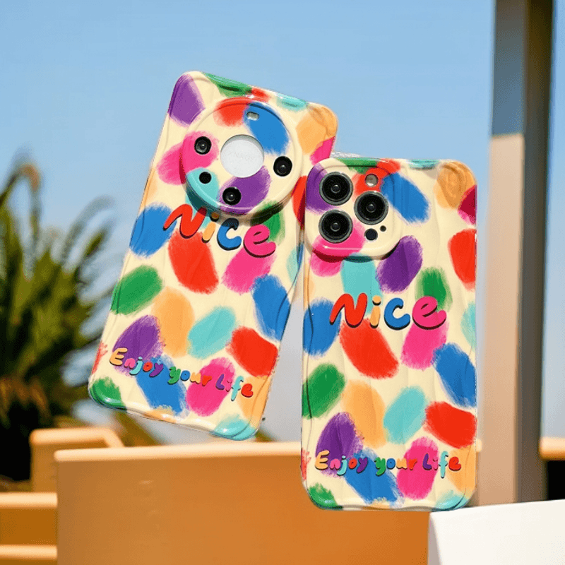 ins风夏日创意苹果15-12p手机壳全包防摔适用mate60pro网红涂鸦套