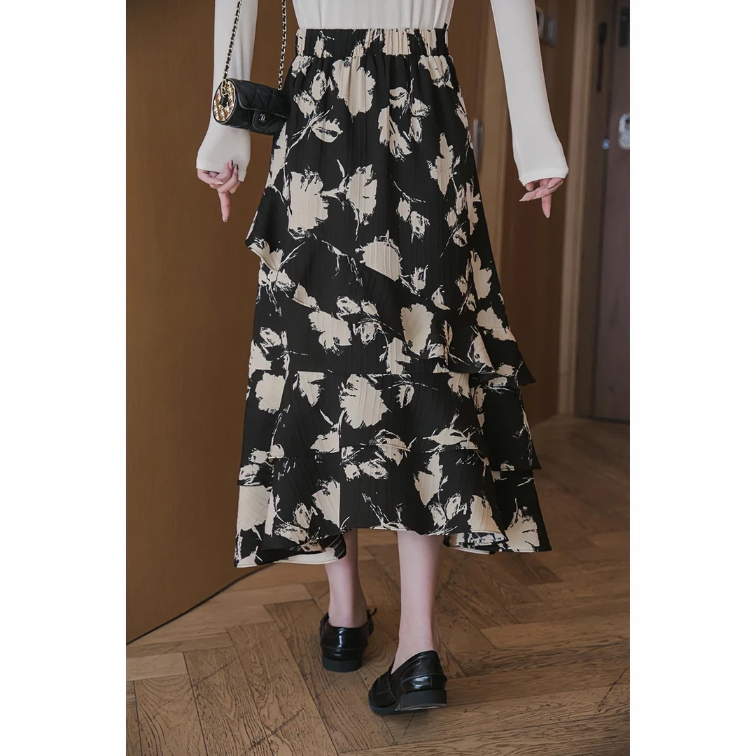 小谷粒花纹肌理感半身裙女2025年春季新款设计感高腰显瘦时尚裙子