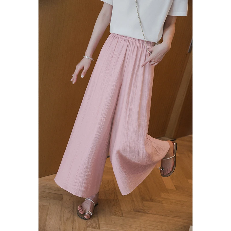 【桃之夭夭】小谷粒2024高腰夏装新款韩版时尚宽松薄款休闲裙裤