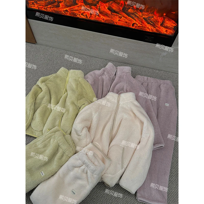 熙贝2 双面加厚珊瑚绒套装冬款立领家居服休闲两件套 D8598