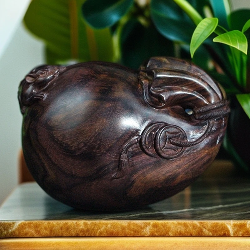 钱袋 湘工 海南黄花梨 手把件 紫油 多彩 鼠钱