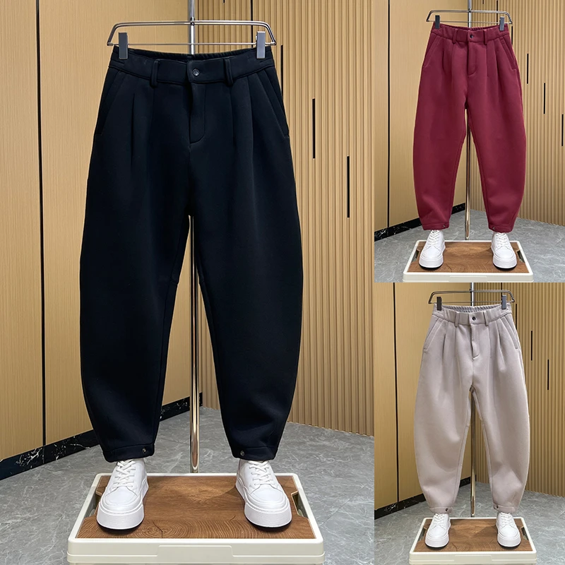秋季新款裤子男ins国潮哈伦裤简约宽松百搭休闲裤潮牌直筒九分裤