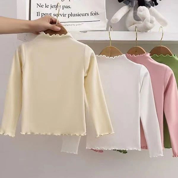 新款女童打底衫秋冬款儿童潮流蜜芽纯色长袖T恤中大童百搭上衣