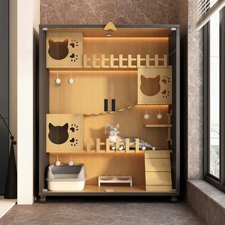 猫别墅猫窝豪华猫屋猫笼子家用室内豪华版超大自由空间木制展示柜