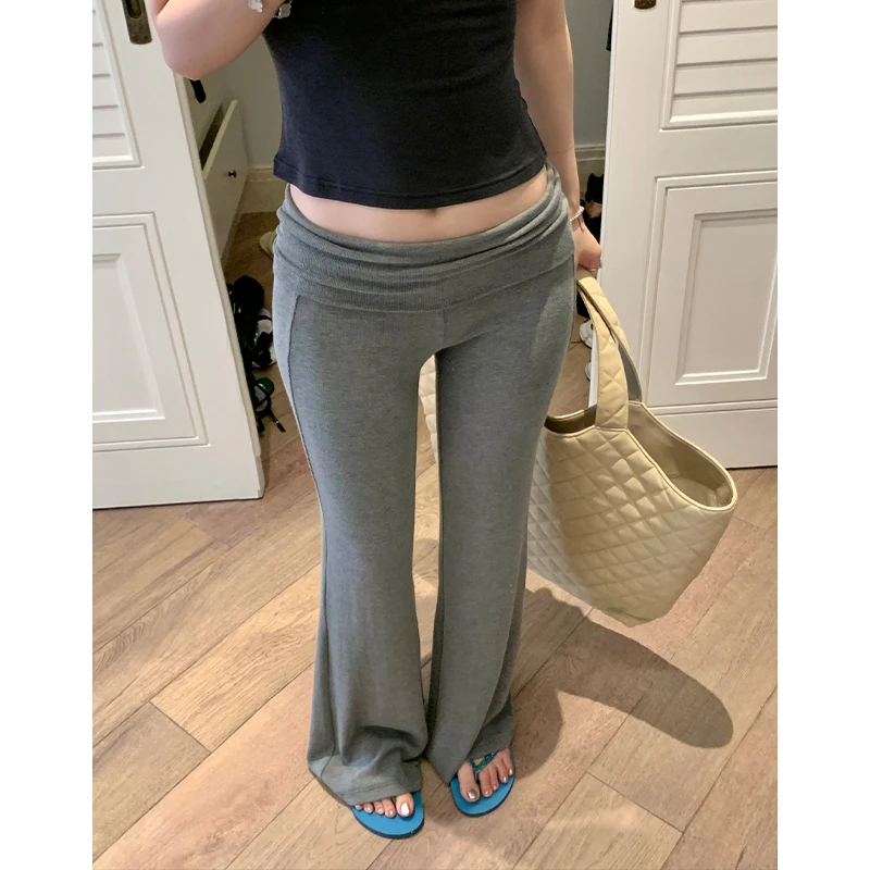 Xzichic 针织垂垂裤拖地裤子高腰多色微喇休闲长裤棉女裤2024新款