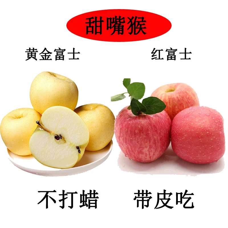 【甜嘴猴】烟台栖霞黄金奶油富士红富士苹果新鲜水果4.5斤9斤