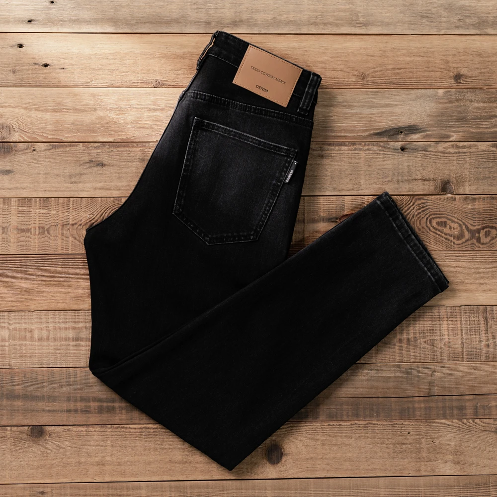 黑色牛仔裤男宽松收脚显瘦百搭弹力2023秋冬季新款水洗哈伦锥形裤