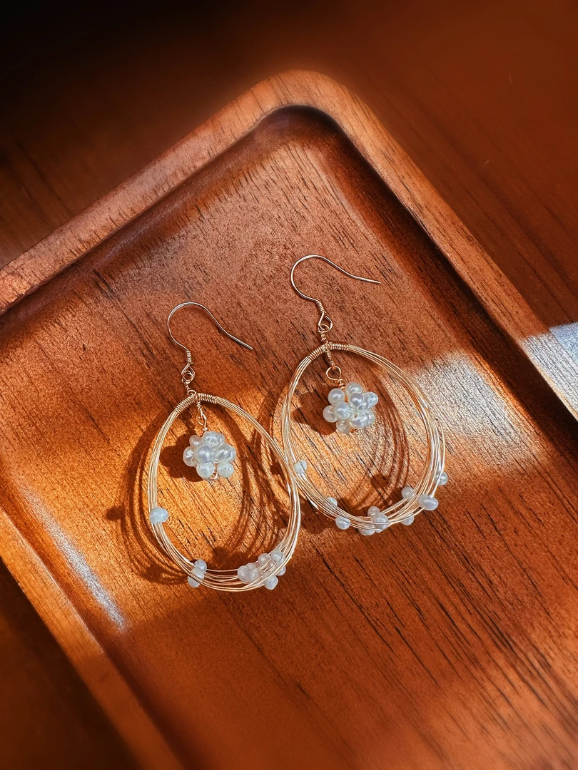 合金耳饰 美产注金《绣球花环》1079气质时尚复古小众