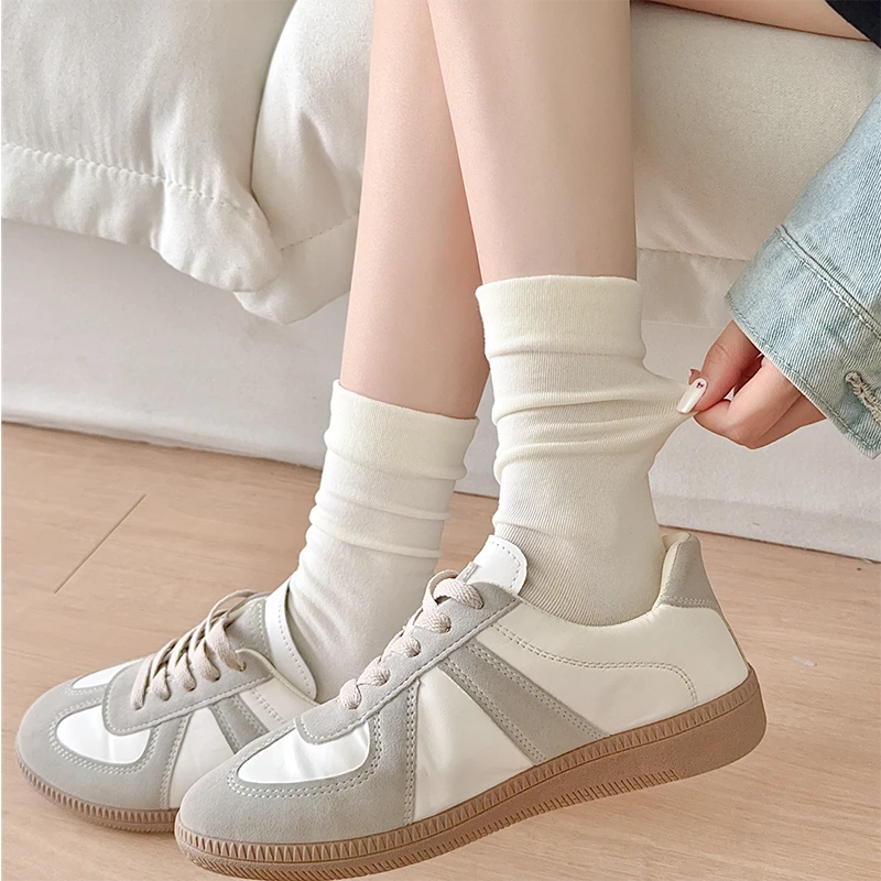 秋冬月子袜松口不勒中筒百搭棉袜子吸汗防臭女袜